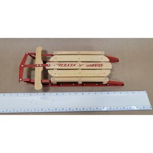 Radio Flyer Miniature Decorative Sled Wood Red Metal Runner 12 Inch Collectible